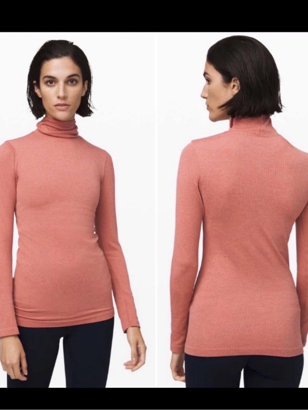 Lululemon Ribbed Turtleneck Long Sleeve Top Size 6 Coral Pink